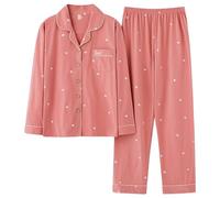 JCXIOC Pigiama Donna Stampa Pigiama da Donna Set Estate Femminile Primavera Autunno Manica Lunga Che Indossa Un Simpatico Abito da casa for Indumenti da Notte da Donna(Orange,XXL)