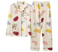 JCXIOC Pigiama Donna Stampa Pigiama da Donna Set Estate Femminile Primavera Autunno Manica Lunga Che Indossa Un Simpatico Abito da casa for Indumenti da Notte da Donna(Beige,3XL)