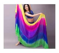 JCXIOC Velo Danza del Ventre Velo di Danza del Ventre in Pura Seta, Sciarpa lanciata a Mano, Scialle, Velo di Danza del Ventre con Colori sfumati(Color 15,270x114cm)