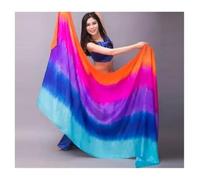 JCXIOC Velo Danza del Ventre Velo di Danza del Ventre in Pura Seta, Sciarpa lanciata a Mano, Scialle, Velo di Danza del Ventre con Colori sfumati(Color 14,250x114cm-Adult)