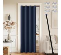 JCyh Tenda Porta Esterna con Bastone, Tenda per Porta con Chiusura Magnetica per Proteggere la Privacy, 1 Pezzo 132x200cm Tenda Termica per Porta, Blu Scuro
