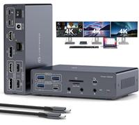 JCYMELE Thunderbolt Docking Station 3 Monitor 4K@60Hz per M1 M2 M3 M4 MacBook Pro/Air con tecnologia DisplayLink, dock USB C 19 in 1 con 2 HDMI e 2 DisplayPort, PD 100W, QC 18W, USB 3.2 10 Gbps