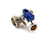 JD Brands Valvola a T a doppio elettrodomestico - 3/4" x 3/4" x 15 mm BSP compressione - doppio connettore lavatrice rubinetto - 15 mm separatore di alimentazione acqua fredda per lavastoviglie e