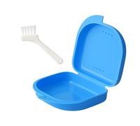 Jdacla® 1 x scatola per stecca dentale + 1 x mini set regalo, scatola per ortodonzia ventilata in PP di qualità, scatola per Invisalign/scatola per apparecchi dentali di colore blu
