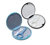 Jdacla Confezione da 2 scatole per stecca dentale + 2 mini coltelli e 2 ganci di rimozione regalo/custodia stecca dentale per ortodonzia invisibile, colore blu e nero (confezione nera/blu)