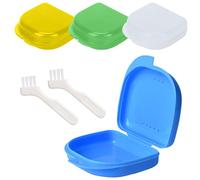 Jdacla® Confezione da 4 scatole per stecca dentale + 2 mini petti regalo, scatole per ortodonzia ventilate in PP di qualità, scatole Invisalign di diversi colori (giallo/bianco/blu/verde)