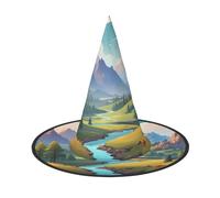 JDbncxe 1 cappello di Halloween - Montagne sotto nuvole bianche Stampa streghe Decor Party Accessorio Cosplay Festive Carnevale Fascia Mago Cap