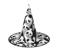 JDbncxe 1 cappello di Halloween - panda giganti raggomitolati insieme stampa streghe decorazione festa, accessorio cosplay, festa di carnevale, cappello magico