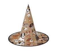 JDbncxe 2 cappelli di Halloween - Cartoon cute cucciolo stampa streghe decorazione partito accessorio cosplay festa festa carnevale fascia magica cappello magico