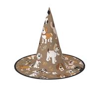 JDbncxe 2 cappelli di Halloween - Cute Dog Team Print Witches Decor Party, Cosplay Accessory, Festive Carnival Headband, Magic Wizard Cap