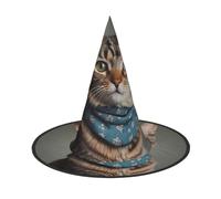 JDbncxe 2 cappelli di Halloween - Demure Cat Print Witches Decor Party, Cosplay Accessory, Festive Carnival Headband, Magic Wizard Cap