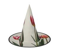 JDbncxe 2 cappelli di Halloween - Tre fiori di tulipano stampa streghe decorazione festa accessorio cosplay festa festa carnevale fascia magica cappello magico