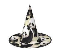 JDbncxe 3 cappelli di Halloween - panda giganti che fanno una passeggiata stampa streghe decorazione festa, accessorio cosplay, fascia per capelli di carnevale festivo, cappello magico