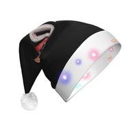 JDbncxe Cappello di Natale per adulti con stampa di lettere inglesi a LED, cappello da Babbo Natale, morbido copricapo per feste di Natale, berretto unisex caldo