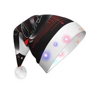 JDbncxe Cappello natalizio con stampa a LED con freccia attraverso il cuore, per adulti, cappello da Babbo Natale, morbido copricapo per feste di Natale, berretto caldo unisex