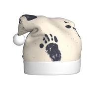 JDbncxe Cappello natalizio per adulti con stampa della bellezza di piccole impronte - Cappello di Babbo Natale unisex, bomboniere di Natale, Capodanno, copricapo per le festività