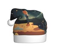 JDbncxe Cappello natalizio per adulti con stampa "Praying under the starry sky" - Cappello di Babbo Natale unisex, bomboniere di Natale, Capodanno, copricapo per feste