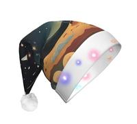 JDbncxe Cappello natalizio per adulti in preghiera sotto il cielo stellato, con stampa LED, cappello da Babbo Natale, morbido copricapo per feste di Natale, berretto caldo unisex