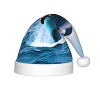 JDbncxe Cappello natalizio per bambini con stampa di delfini che saltano in su, morbido cappello di Babbo Natale, perfetto per le vacanze di Natale