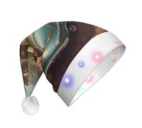 JDbncxe Cars in the castle - Cappello natalizio per adulti con stampa LED, cappello da Babbo Natale, morbido copricapo per feste di Natale, berretto unisex caldo