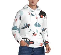 JDbncxe Felpa con cappuccio da uomo in pile con stampa fenomeno dei cartoni animati, a maniche lunghe, streetwear per tutti i giorni, lounge, Nero , S