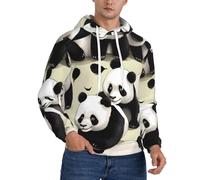 JDbncxe Felpa con cappuccio da uomo in pile con stampa panda giganti che fanno una passeggiata, a maniche lunghe, streetwear per tutti i giorni, lounge, Nero , 3XL