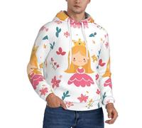 JDbncxe Felpa con cappuccio in pile da uomo, con stampa di fiabe in cartoni animati, a maniche lunghe, streetwear per tutti i giorni, lounge, Nero , S