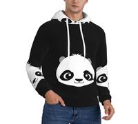 JDbncxe Felpa con cappuccio in pile da uomo, con stampa di testa d'orso, colore bianco e nero, a maniche lunghe, streetwear per tutti i giorni, per il salotto, Nero , L