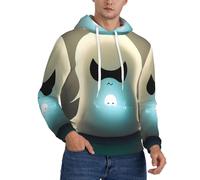 JDbncxe Felpa con cappuccio in pile da uomo, con stampa leggera di Little Ghost, a maniche lunghe, streetwear per tutti i giorni, lounge, Nero , S