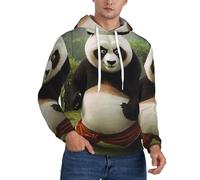 JDbncxe Felpa da uomo in pile con cappuccio, stampa panda gigante nella giungla, pullover a maniche lunghe, streetwear per tutti i giorni, salotto, Nero , 3XL