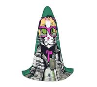 JDbncxe L Halloween Cappa con cappuccio Papillon Cat Print - Unisex Costume Mantello per Cosplay, Esposizione di fumetti, Festa di Carnevale