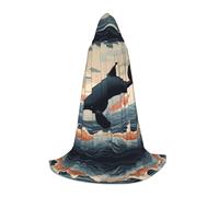 JDbncxe M Halloween Cappa con cappuccio delfino che salta giù dall'acqua Stampa - Unisex Costume Mantella per Cosplay, Esposizione Comica, Festa di Carnevale