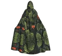 JDbncxe Mantello con cappuccio per Halloween, unisex, con fiori tra foglie verdi, mantello per feste, carnevale, mostre di fumetti e altro ancora
