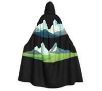 JDbncxe Mantello con cappuccio per Halloween, unisex, per adulti, mantello con stampa di un angolo di montagna di neve, per feste, carnevale, mostre di fumetti e altro ancora