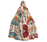 JDbncxe Mantello con cappuccio per Halloween, unisex, per adulti, molto bello, con stampa floreale, per feste, carnevale, mostre di fumetti e altro ancora