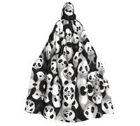 JDbncxe Mantello con cappuccio per Halloween, unisex, per adulti, panda giganti raggomitolati insieme, mantello per feste, carnevale, mostre di fumetti e altro ancora