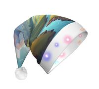 JDbncxe Montagne sotto nuvole bianche Stampa LED Cappello di Natale per adulti - Cappello di Babbo Natale festivo, morbido copricapo per feste di Natale - Berretto caldo unisex