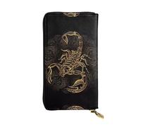 JDbncxe Portafoglio in pelle con stampa artistica da baseball, leggero, con porta carte di credito, contanti, monete, ricevute, libretto degli assegni, Scorpione d'oro, Taglia unica