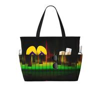 JDbncxe Runner Swedish Dala Horse Folk Print Large Capacity Beach Travel Tote Bag, ideale per vacanze, crociera, campeggio e palestra, Cool Music Sound Wave, Taglia unica