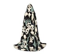 JDbncxe S Halloween mantello con cappuccio stampa panda giganti - Unisex Costume mantello per Cosplay, mostre di fumetti, festa di Carnevale