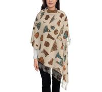 JDbncxe Sciarpa con nappe con stampa a barre colorate, scialle alla moda con frange, perfetta per viaggi casual e uso quotidiano, Nave del castello dei cartoni animati, Taglia unica