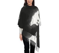 JDbncxe Sciarpa con nappe con stampa panda gigante dei cartoni animati, scialle con frange alla moda, perfetta per viaggi casual e uso quotidiano, Lo sguardo del fantasma, Taglia unica