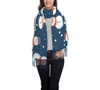 JDbncxe Sciarpa con nappe con stampa sorriso di pupazzo di neve - Scialle con frange moda autunno inverno, leggero e caldo, perfetto per casual, viaggi, Il sorriso del pupazzo di neve, Taglia unica