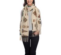 JDbncxe Sciarpa con nappe con stampa uovo sospeso - scialle con frange alla moda autunno inverno, leggera e calda, perfetta per casual, viaggi, Nave del castello dei cartoni animati, Taglia unica