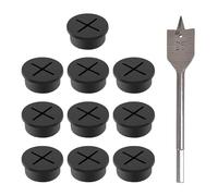 JDCMEI 10 Pezzi Passacavi da Scrivania, Passacavo in Silicone Flessibile Passacavo Rotondo da 25 mm Tappo Passacavi per Scrivania con 1 Trapano per Scrivanie Computer, Ripiani e Mobili