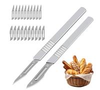 JDCMEI 2 Pezzi Taglierino per Pane, Lama per Pane, Coltello per Impasto, Coltello da Pane Professionale, Strumento di Taglio per Pane con 20 Lame per DIY Lmpasto, Intagliare Modelli di Pane Crudo