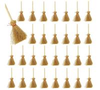 JDCMEI 30 Pezzi Mini Scopa, Scopa in Miniatura, 9.5cm Mini Scopa da Saggina, Mini Scopa Sospesa, Mini Scopa da Strega, Mini Scope di Paglia con Corda Rossa per la Decorazione