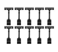 Jdeijfev 10 supporti regolabili in plastica per cartelli, clip a doppia testa a clip, rotanti, riutilizzabili, per negozio