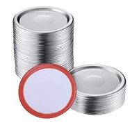 Jdeijfev 100 pezzi Wide Mouth 86 MM Mason Jar Canning Lids, Reusable Leak Proof Split-Type Silver Lids with Silicone Seals Rings
