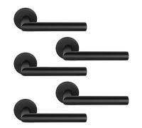 Jdel Confezione da 5 set di manovella rosetta nera L dritta per porte interne